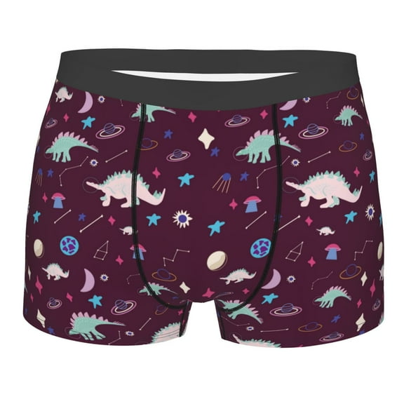 Disketp Space Dinosaur Men's Boxer Briefs,Soft and Breathable Cotton Underwear with ComfortFlex Waistband