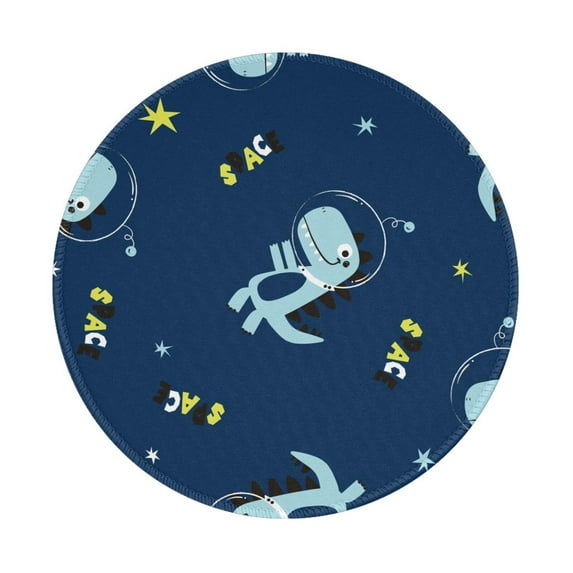 Disketp Space Dinosaur Small Mouse Pad 7.9x7.9 Inches,Washable Round Mousepad For Office Laptop Computer,Non-Slip Rubber Base Mouse Pads For Wireless Mouse