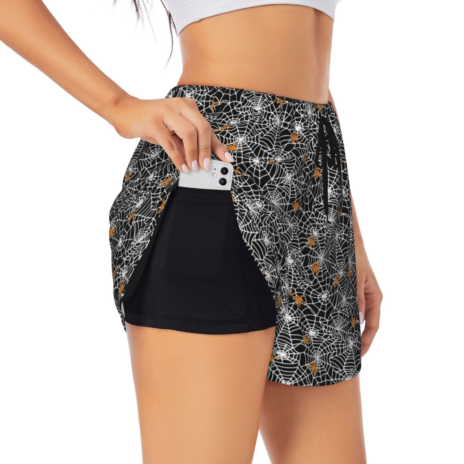 Disketp Spider Cobweb Print Women's Shorts Workout Shorts for Athletic
