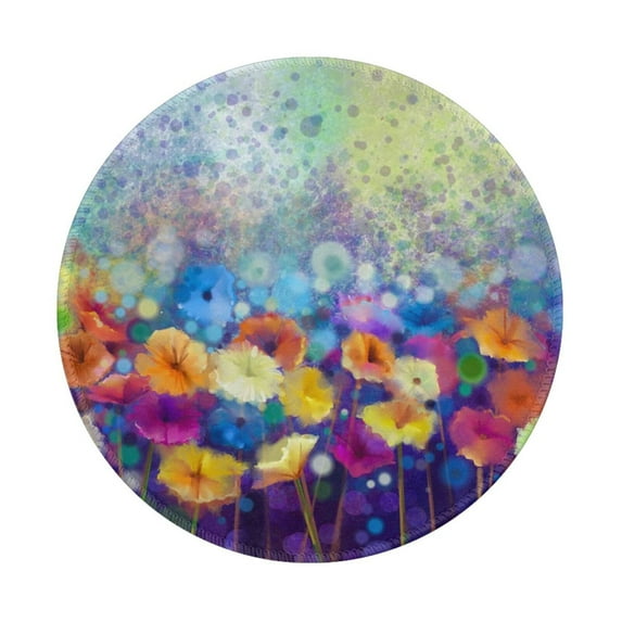 Disketp Spring Flower Seasonal Small Mouse Pad 7.9x7.9 Inches,Washable Round Mousepad For Office Laptop Computer,Non-Slip Rubber Base Mouse Pads For Wireless Mouse