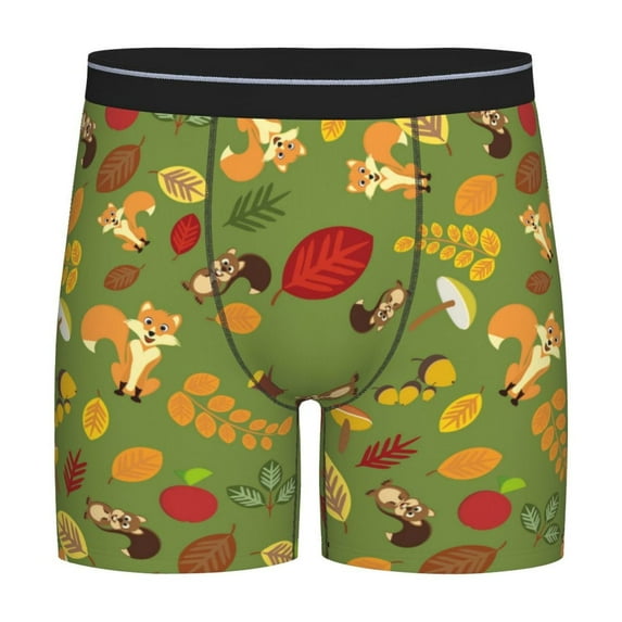Disketp Squirrel And Fox In The Forest Men's Boxer Briefs Men’s Underwear Boxer Briefs for Men
