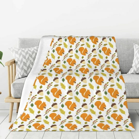 Disketp Squirrel Eating Nuts Cozy Flannel Fleece Throw Blanket: Has a velvety texture for All Seasons - Perfect for Women, Men, & Kids"80"x60"