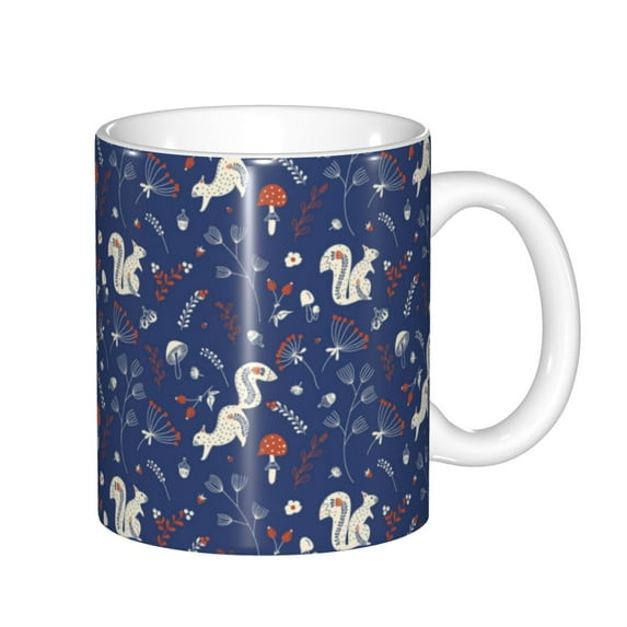 Disketp Squirrel Flower Large Coffee Mug with Handle Tea Cup Novelty Coffee Cup for Men Women Office Work