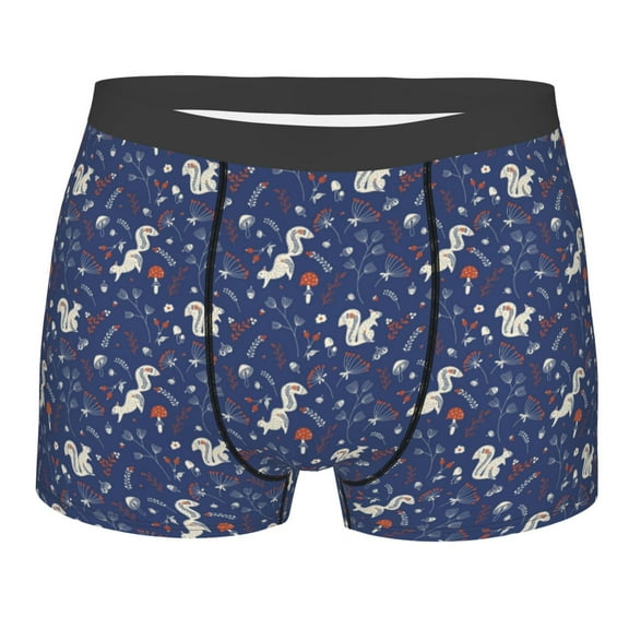 Disketp Squirrel Flower Men's Boxer Briefs,Soft and Breathable Cotton Underwear with ComfortFlex Waistband