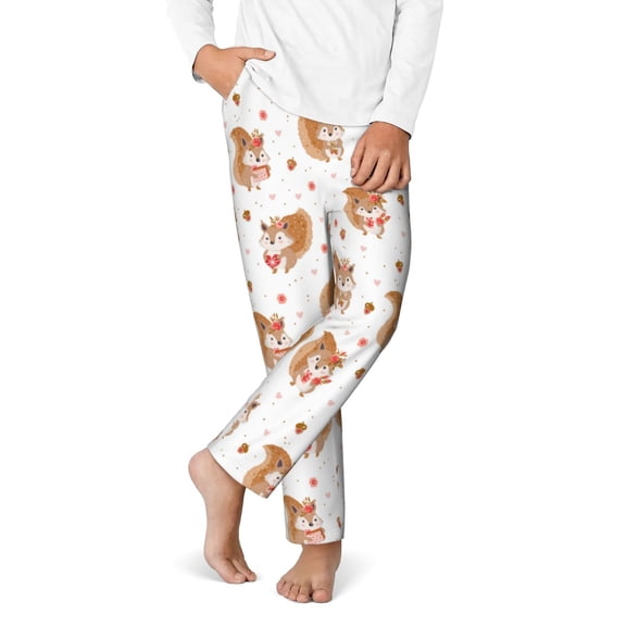 Disketp Squirrel Giving A Gift for Teenagers' Pajama Pants ,Lounge Pants Teen joggers Ideal for Home, School, or Sports-XS(5-6)