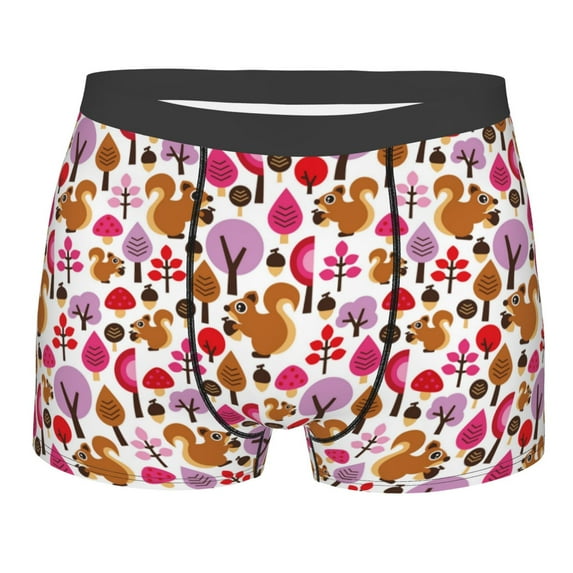 Disketp Squirrel In The Forest Men's Boxer Briefs,Soft and Breathable Cotton Underwear with ComfortFlex Waistband