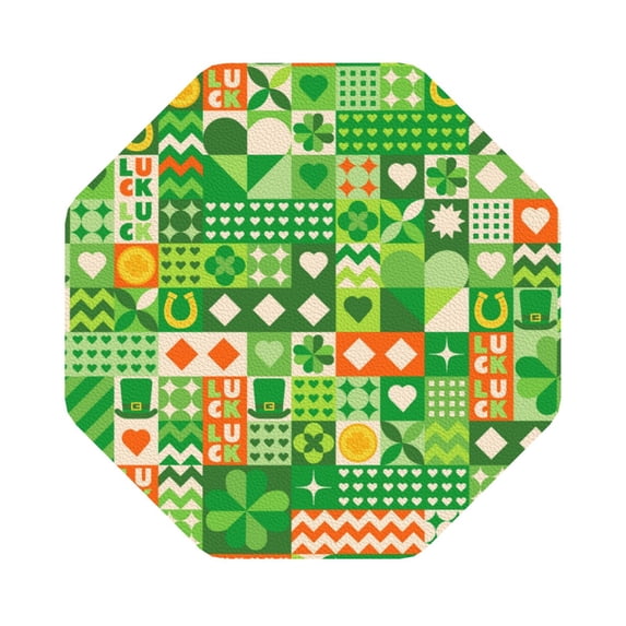 Disketp St Patrick'S Day6 Funny Coasters,6 Pcs Leather Coasters With Holder, Perfect Housewarming Hostess Gifts,Protect Furniture From Water Marks Scratch And Damage
