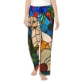 thumbnail image 1 of Disketp Stained Glass Cat Art Women's Comfy Pajama Pants Casual Drawstring Palazzo Lounge Wide Leg Pants-Small, 1 of 6