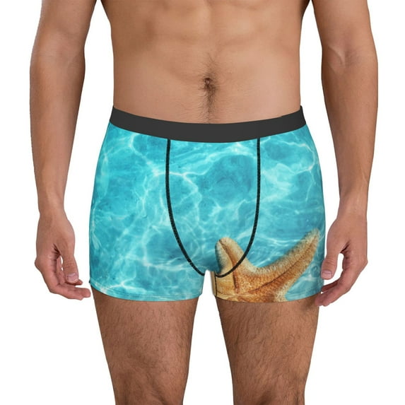 Disketp Starfish And Seashell On The Beach 1 Men's Boxer Briefs,Soft and Breathable Cotton Underwear with ComfortFlex Waistband-X-Large