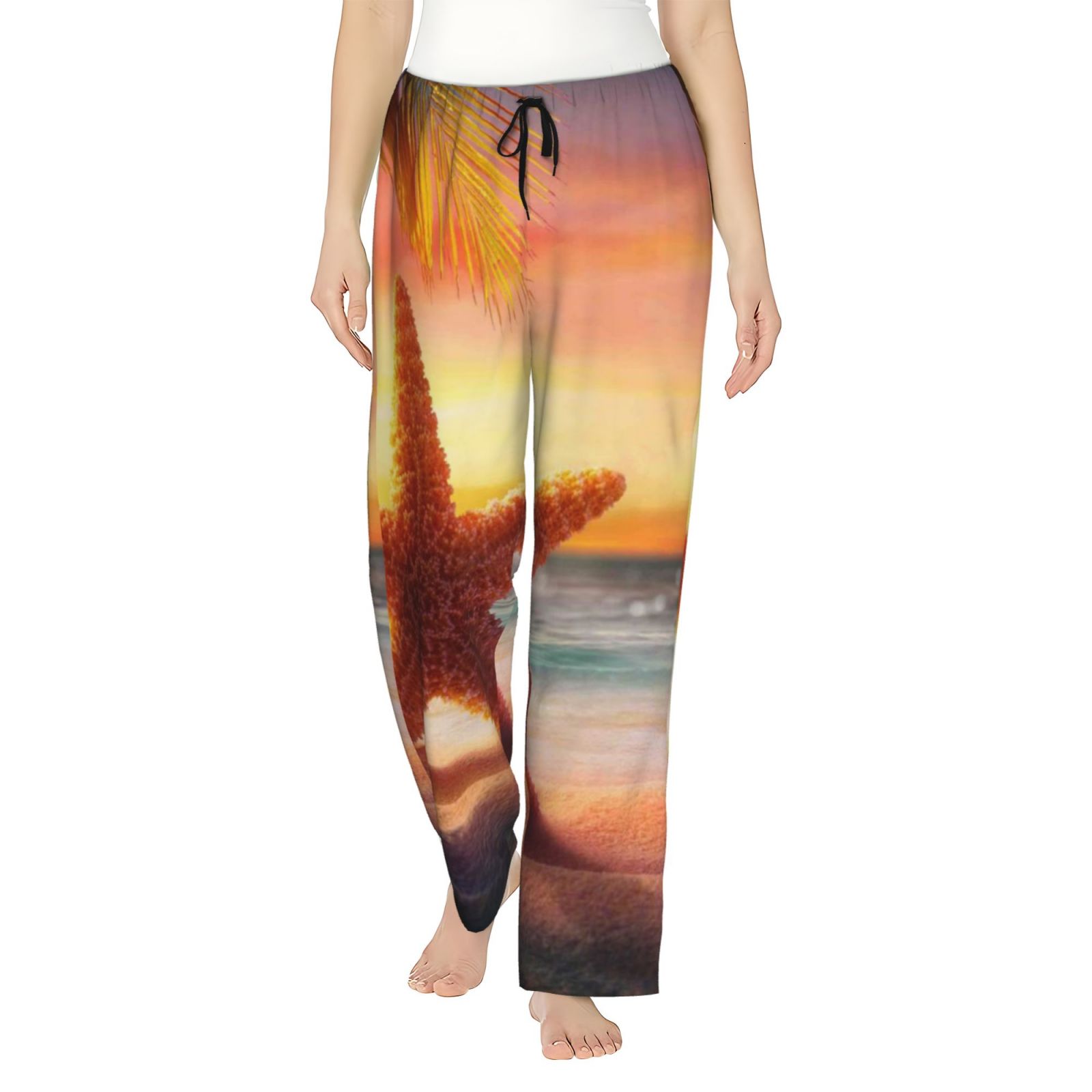 Disketp Starfish Sunset Sea Beach Print Women'S Comfy Pajama Pants ...