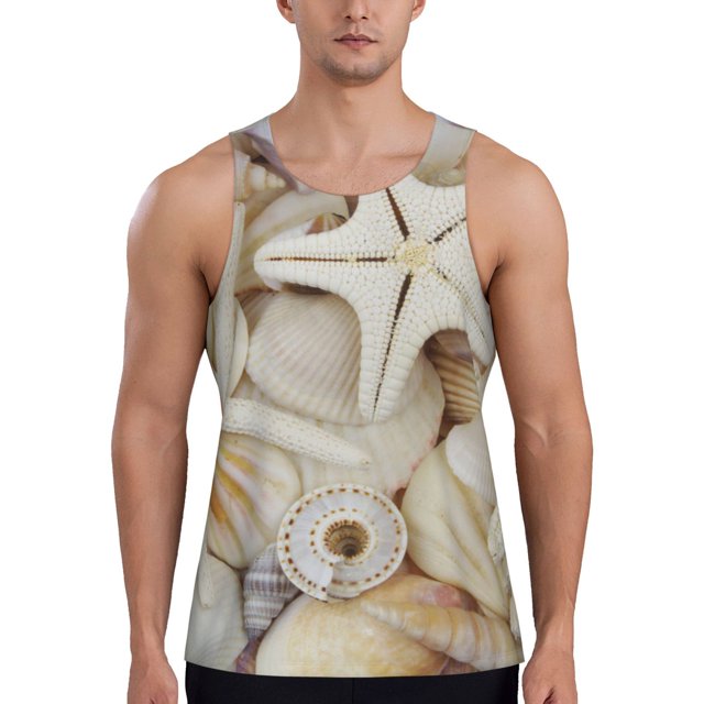 Disketp Starfishes On Seashells Men's Workout Tank Tops Sleeveless Gym