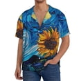 thumbnail image 1 of Disketp Starry Night Sunflower Field Men's Hawaiian, Shirts Button Down Holiday Beach Shirts-{sizeName}-Large, 1 of 5