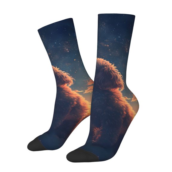Disketp Starry Sky Cloud Puppy Unisex Crew Socks Lightweight Breathable Ventilation Ankle Socks, Mid-calf socks for Daily