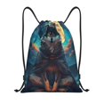 thumbnail image 1 of Disketp Starry Sky Moon Wolf Leader Drawstring Backpack Drawstring Gym Bags Draw String Bags for Sports, Gym, Travel, Swimming, Beach-Small, 1 of 6