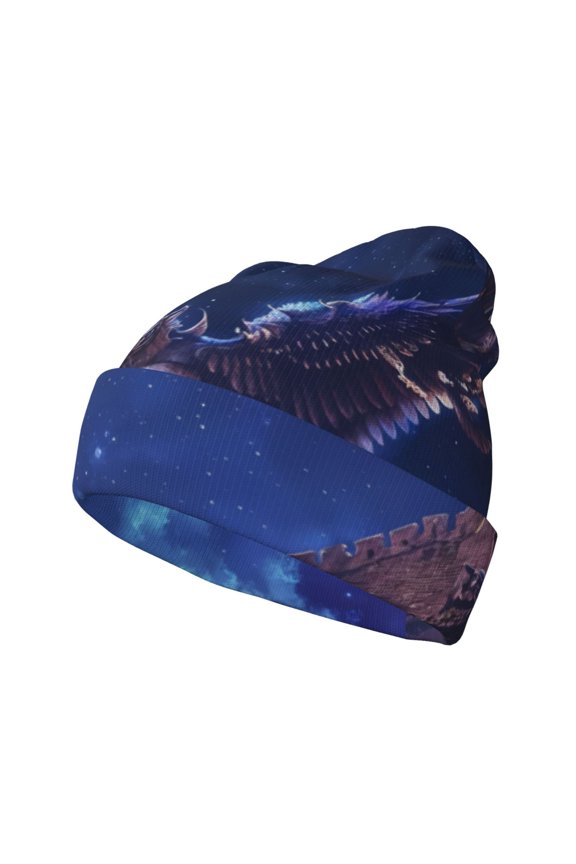 Starry Sky Wall Flying Tiger Winter Beanie for Men Women Beanie Knit Hat Cuffed Cap Beanie Knit Chunky Snow Cap