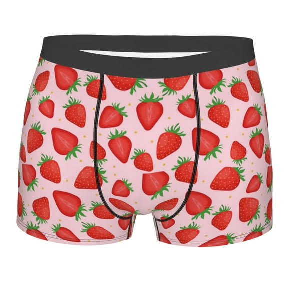 Disketp Strawberries Men's Boxer Briefs,Soft and Breathable Cotton Underwear with ComfortFlex Waistband