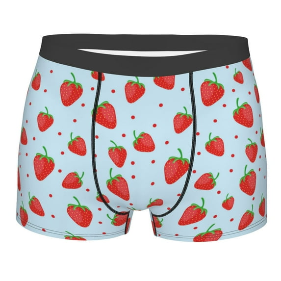 Disketp Strawberry Men's Boxer Briefs,Soft and Breathable Cotton Underwear with ComfortFlex Waistband