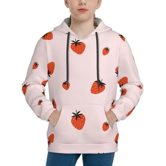 Disketp Strawberry Youth Hoodie Sweatshirt for Boys Girls Kids Pullover Hooded Classic Casual Essentials Hoodie-Large
