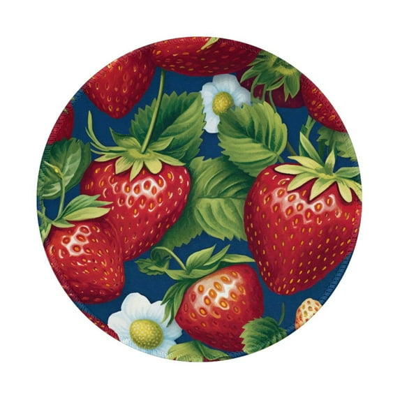 Disketp Strawberry2 Small Mouse Pad 7.9x7.9 Inches,Washable Round Mousepad For Office Laptop Computer,Non-Slip Rubber Base Mouse Pads For Wireless Mouse