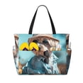 thumbnail image 1 of Disketp Stylish Dog in Denim Outfit Large Capacity Beach Bag, Waterproof Sandproof Beach Swim Pool Bag Tote Bag for Women, 1 of 7