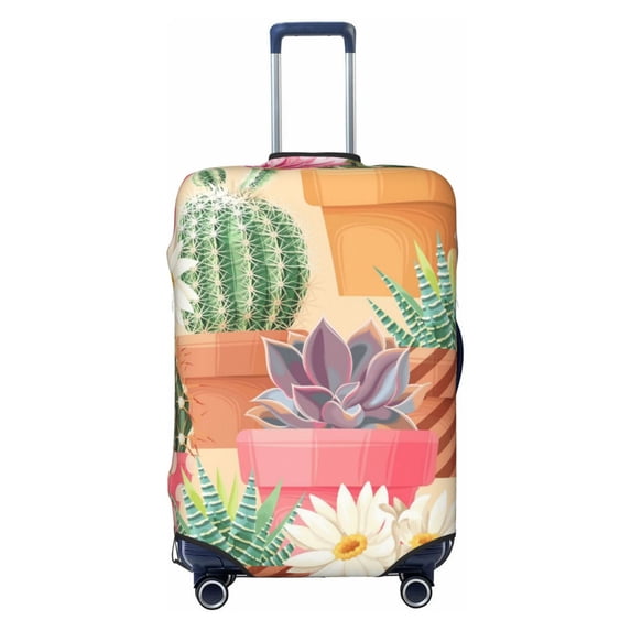 Disketp Succulent And Cactus Elastic Travel Luggage Cover Travel Suitcase Protective Cover For Trunk Case Apply To 18''-32'' Suitcase Cover (Luggage not included)-Large