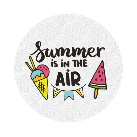Disketp Summer Is In The Air Funny Coasters,6 Pcs Leather Coasters With Holder, Perfect Housewarming Hostess Gifts,Protect Furniture From Water Marks Scratch And Damage