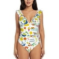 thumbnail image 1 of Disketp Summer Animal PrintWomen's Ruffled One Piece Swimsuit V Neck-Medium, 1 of 8