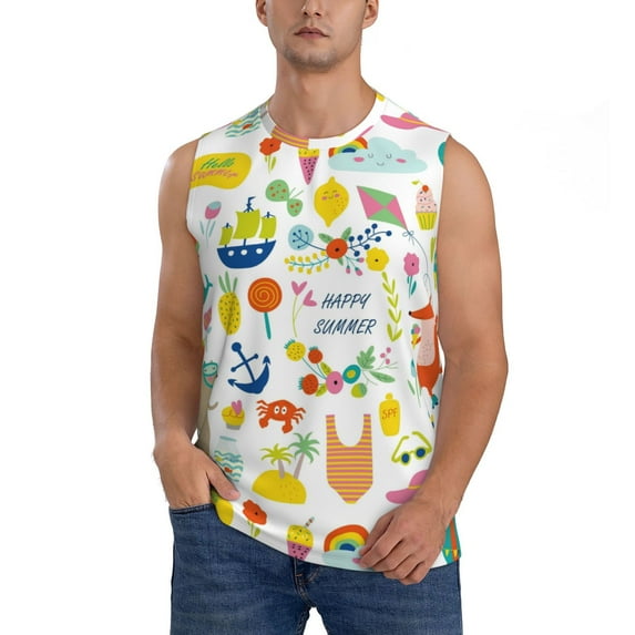 Disketp Summer Animal Sleeveless Tshirts For Men, Muscle Shirts For Men Dry Fit Tank Top-Xx-Large