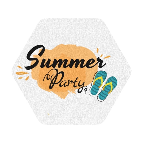 Disketp Summer Party Funny Coasters,6 Pcs Leather Coasters With Holder, Perfect Housewarming Hostess Gifts,Protect Furniture From Water Marks Scratch And Damage