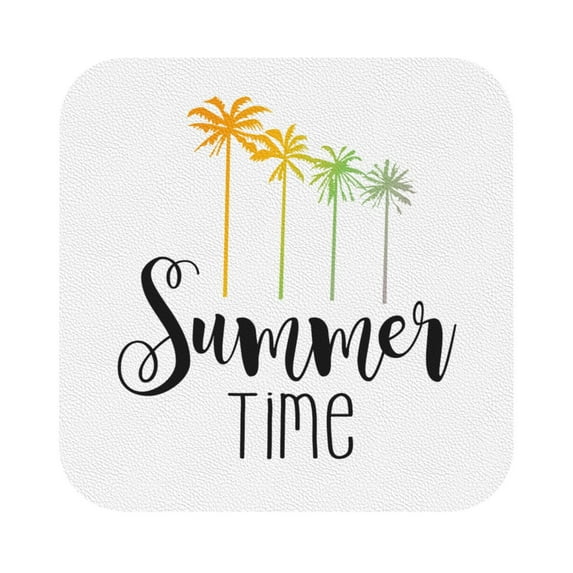 Disketp Summer Time Funny Coasters,6 Pcs Leather Coasters With Holder, Perfect Housewarming Hostess Gifts,Protect Furniture From Water Marks Scratch And Damage