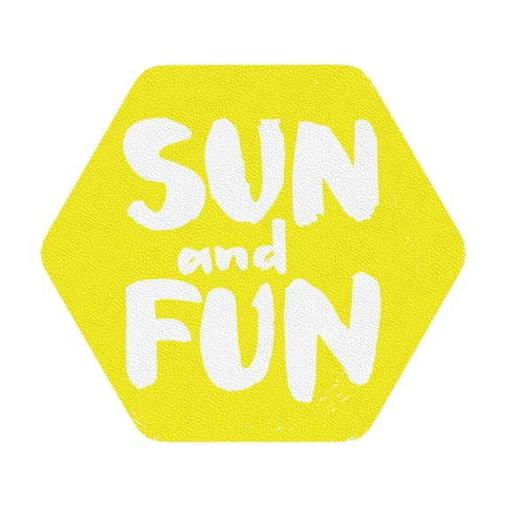 Disketp Sun And Fun Funny Coasters,6 Pcs Leather Coasters With Holder, Perfect Housewarming Hostess Gifts,Protect Furniture From Water Marks Scratch And Damage