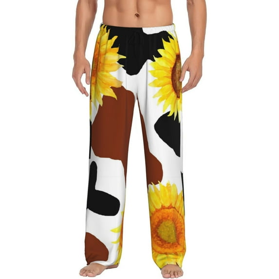 Disketp Sunflower Cow Men'S Pajama Pants - Ultra Soft Fleece Sleep And Lounge Pants (Size: S-Xxl)