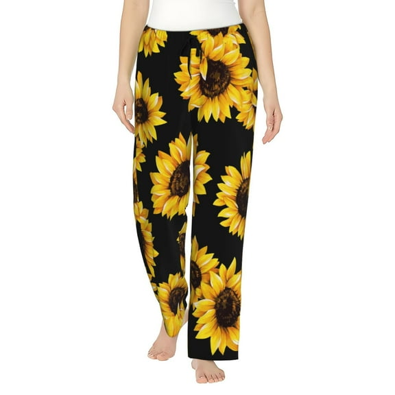 Disketp Sunflower Print Women'S Comfy Pajama Pants Casual Drawstring Palazzo Lounge Wide Leg Pants