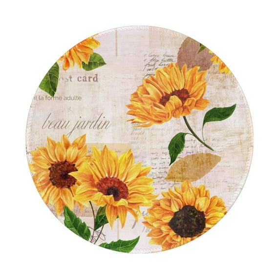 Disketp Sunflower Small Mouse Pad 7.9x7.9 Inches,Washable Round Mousepad For Office Laptop Computer,Non-Slip Rubber Base Mouse Pads For Wireless Mouse