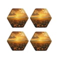 thumbnail image 1 of Disketp Sunflower Sunset Rainfall Funny Coasters,4 Pcs Leather Coasters with Holder, Perfect Housewarming Hostess Gifts,Protect Furniture from Water Marks Scratch and Damage-Hexagon, 1 of 6