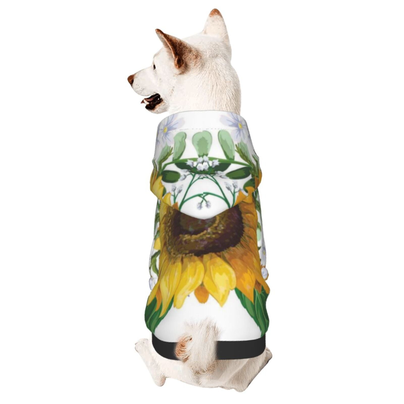 Disketp Sunflowers (2) Dog Hoodie Dog Clothes with Hat, Pet Winter