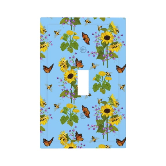 Disketp Sunflowers And Bees Decorator Light Switch or Receptacle Outlet Wall Plate Decorator Wall Plate Child Safe Outlet Cover-Style T