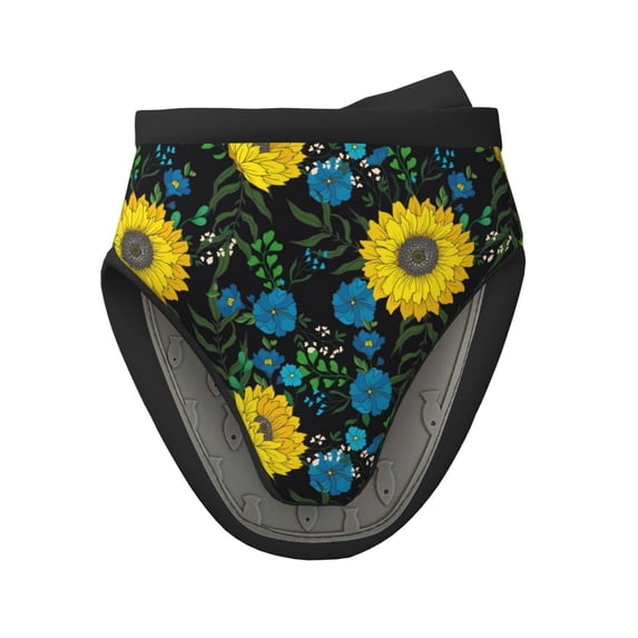 Disketp Sunflowers And Blue Flower Non-Slip Mini Oven Mitt Set, Short Oven Mitts for Baking Grilling Barbecue Microwave, 5.9"x5.9"in