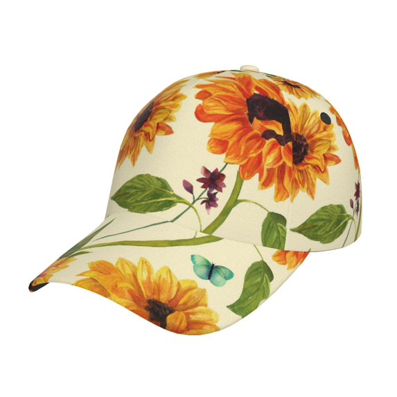 Disketp Sunflowers And Butterflies Print Baseball Caps For Outdoor Sports Fashion Casual Outdoor Caps Men Women