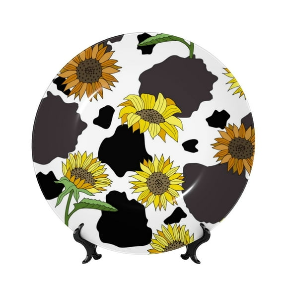 Disketp Sunflowers Country Ceramic Plate Dinner Plates Bone China Decorative Plates Art Ceramic Ornaments for Wall Hanging Decoration -6in