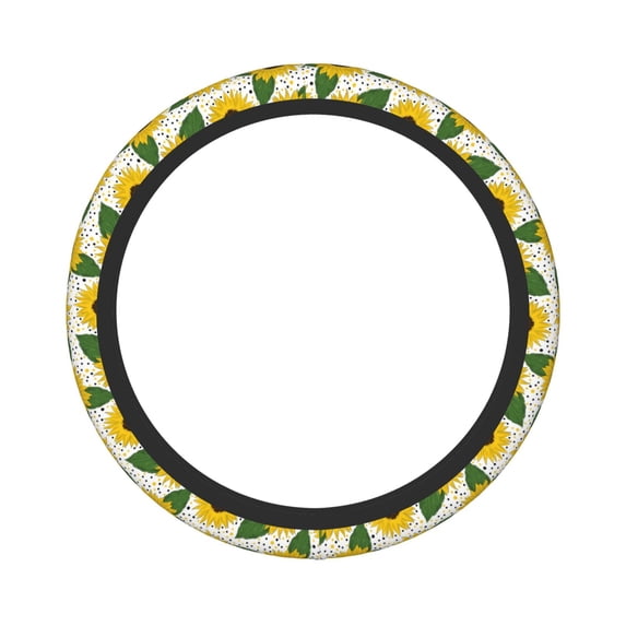 Disketp Sunflowers Elastic Microfiber Steering Wheel Cover for Truck,SUV,Cars,Universal 15 inch,Anti-Slip