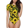 thumbnail image 1 of Disketp Sunflowers In Vintage for Women's Short-Sleeved Onesie Fit Top T-Shirt Round Neck Basic Casual T-shirt Bodysuits-Large, 1 of 7