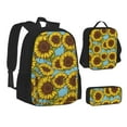 Disketp Sunflowers Large Capacity Backpack Lunch Bag Pencil Case