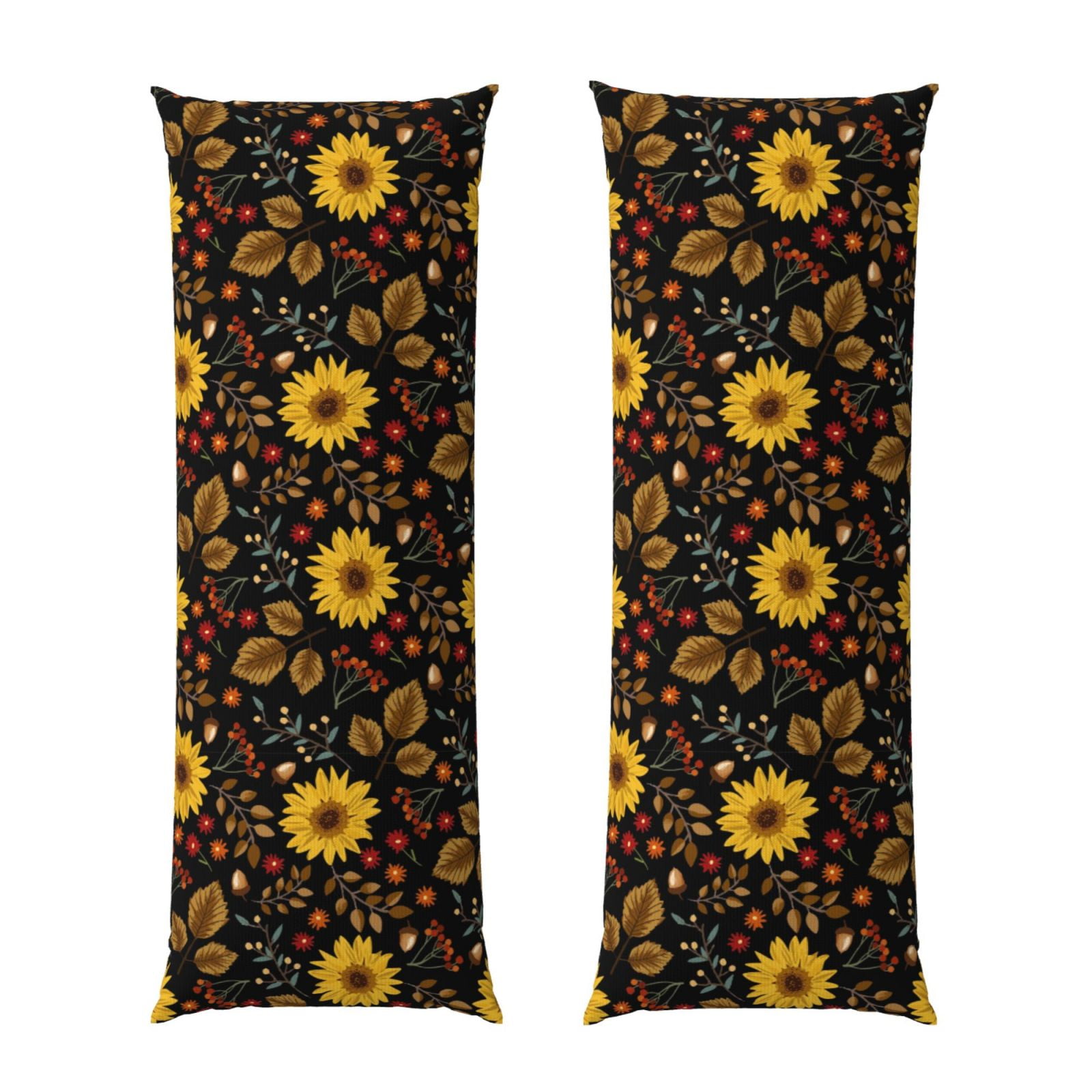 Disketp Sunflowers Leaves Print Body Pillow Cover Super Soft 20x54