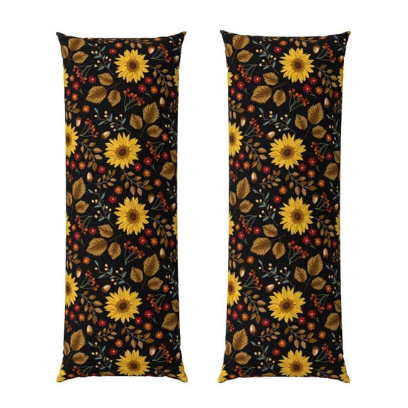 Disketp Sunflowers Leaves Print Body Pillow Cover - Super Soft 20x54 Body Pillow Case,Long Side Hidden Zipper