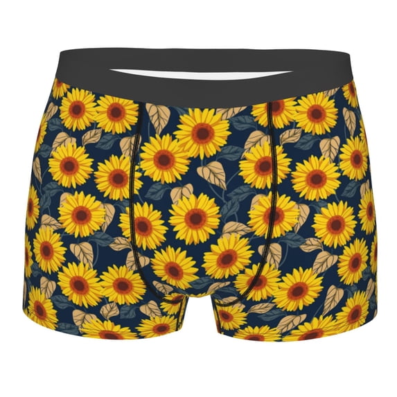Disketp Sunflowers Men's Boxer Briefs,Soft and Breathable Cotton Underwear with ComfortFlex Waistband