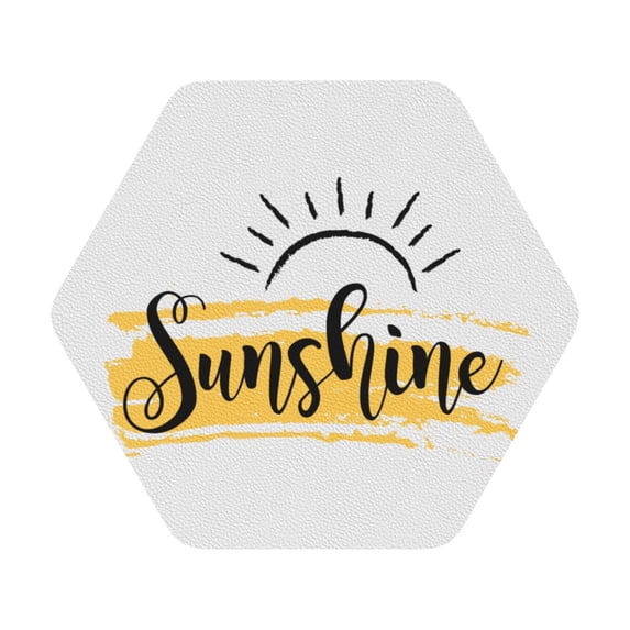 Disketp Sunshine Funny Coasters,6 Pcs Leather Coasters With Holder, Perfect Housewarming Hostess Gifts,Protect Furniture From Water Marks Scratch And Damage