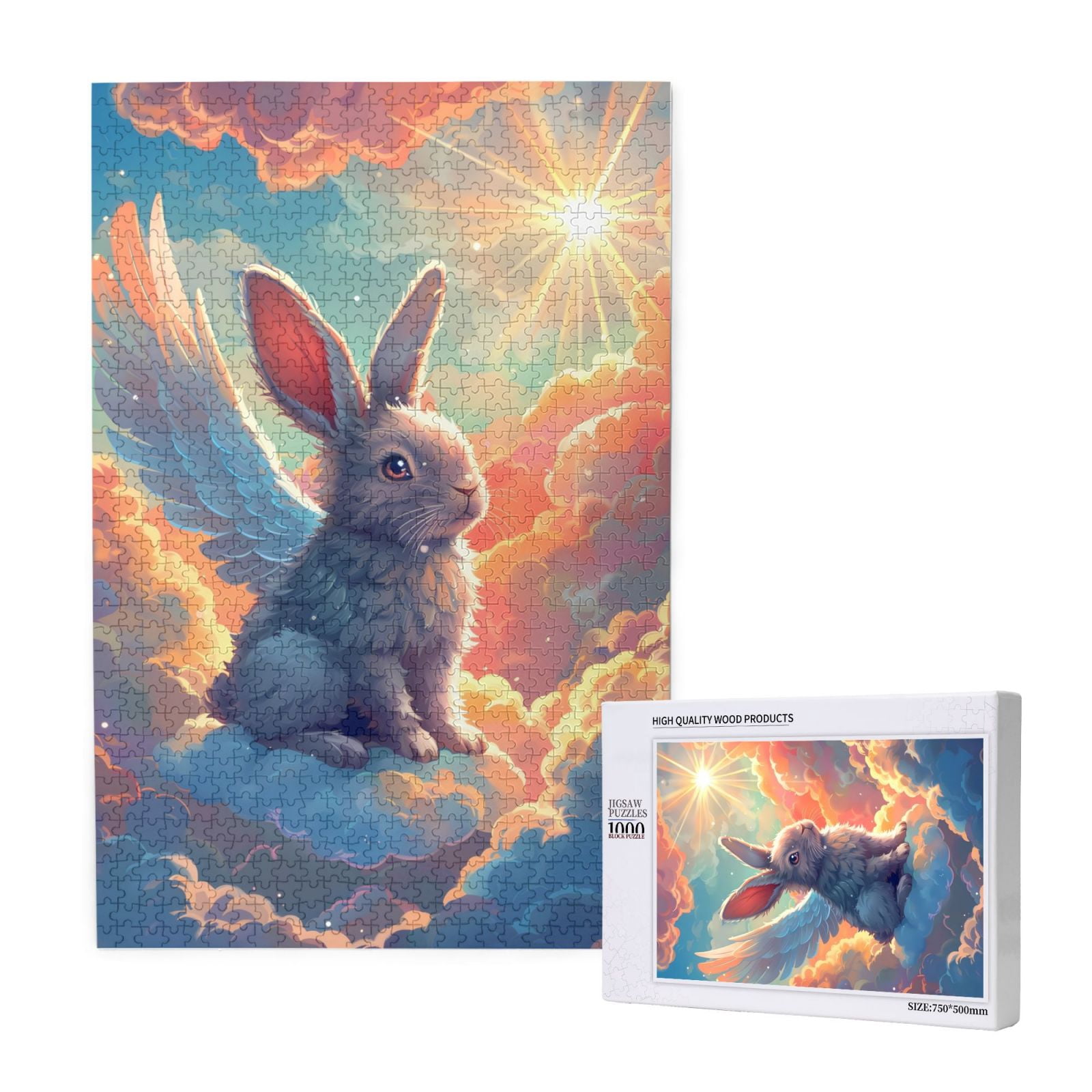 Shop Puzzle Rabbit Disketp Sunshine Winged Rabbit Custom Puzzle Personalized Puzzles 1000 ...