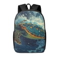thumbnail image 1 of Disketp Surfing Turtle School Backpack, Lightweight Basic Middle School Bookbags 17 Inch Casual Daypack for Student College, Travel or Outdoor, 1 of 6