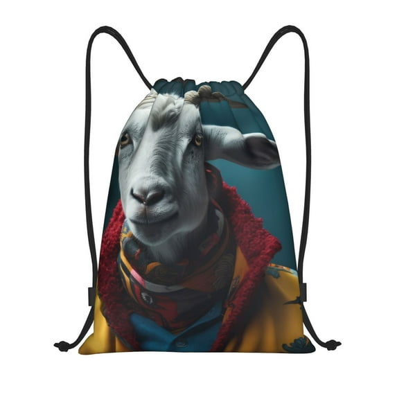 Disketp Surrealist Goat Drawstring Backpack Drawstring Gym Bags Draw String Bags for Sports, Gym, Travel, Swimming, Beach-Small